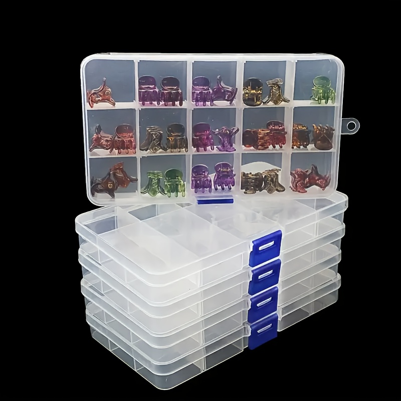 4pcs Bead Storage Boxes with 10 Fixed Grids, Craft Organizer